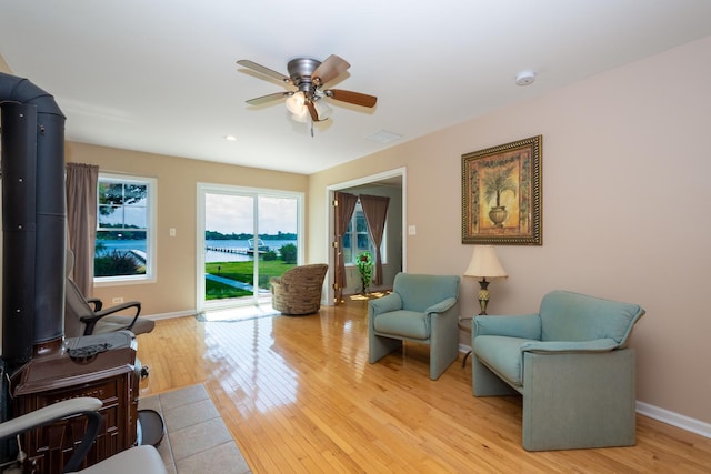 22869 W Lake Shore Dr, Antioch, IL 60002 - living room featuring light wood-type flooring and a ceiling fan