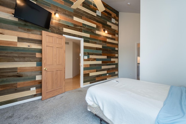 22869 W Lake Shore Dr, Antioch, IL 60002 - bedroom with wood walls and carpet flooring