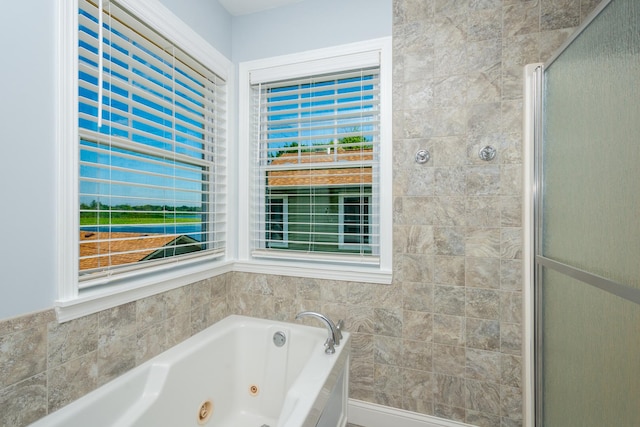 22869 W Lake Shore Dr, Antioch, IL 60002 - full bath with a jetted tub and a stall shower