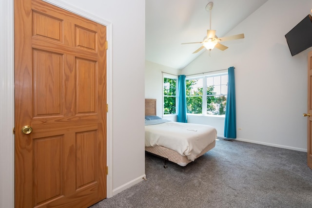 22869 W Lake Shore Dr, Antioch, IL 60002 - carpeted bedroom with vaulted ceiling and a ceiling fan