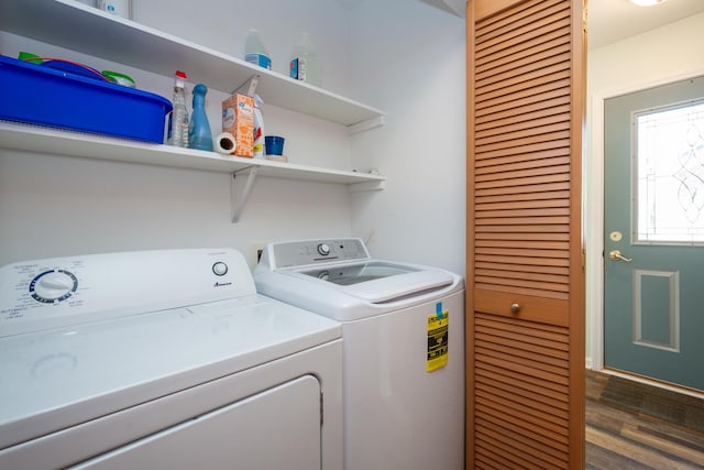 22869 W Lake Shore Dr, Antioch, IL 60002 - laundry room featuring washer and clothes dryer and wood finished floors