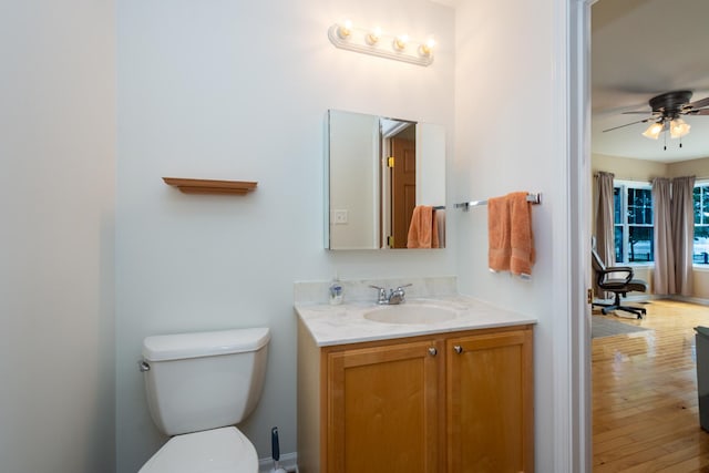 22869 W Lake Shore Dr, Antioch, IL 60002 - bathroom featuring vanity, a ceiling fan, and wood finished floors