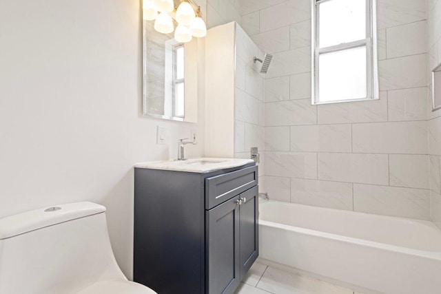 1643 S Millard Ave, Chicago, IL 60623 - bathroom featuring healthy amount of natural light, vanity, shower / bathtub combination, and a chandelier