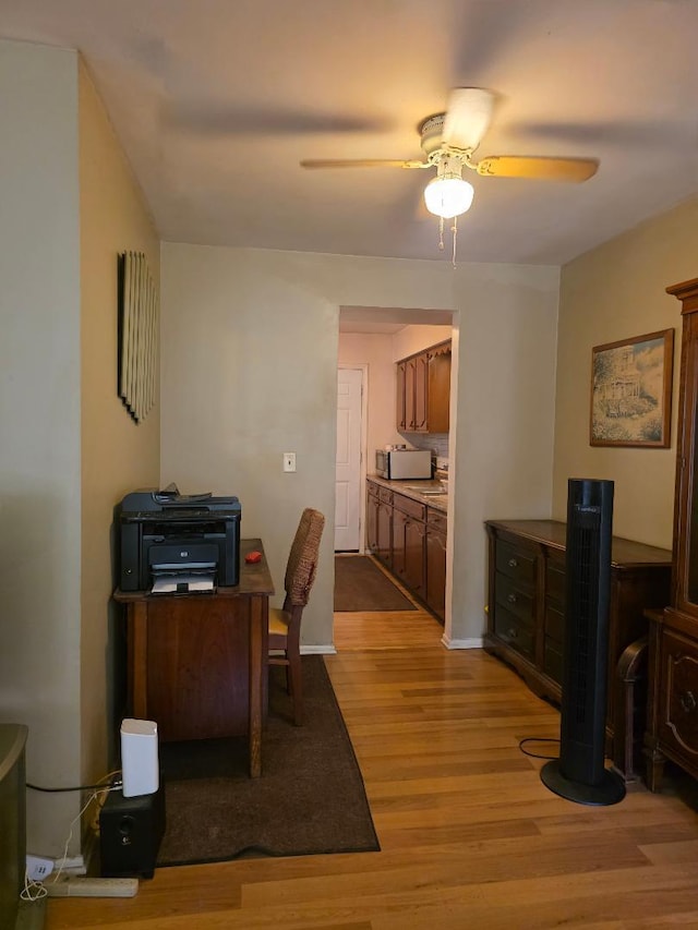 264 Bay St, Wood Dale, IL 60191 - home office with wood finished floors and ceiling fan