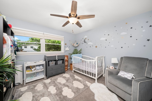 1033 W Indiana St, Glenwood, IL 60425 - bedroom with carpet flooring, a ceiling fan, and a nursery area