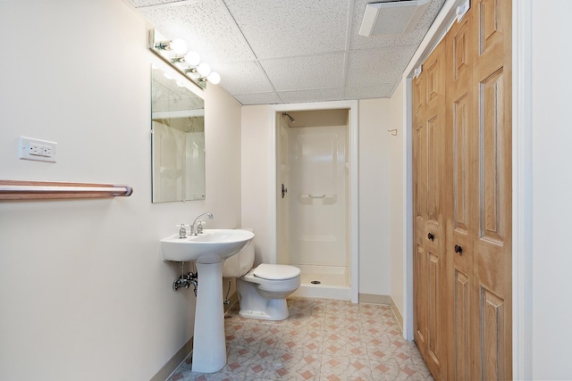 21978 Princeton Cir, Frankfort, IL 60423 - full bath with a shower stall, a paneled ceiling, and a closet