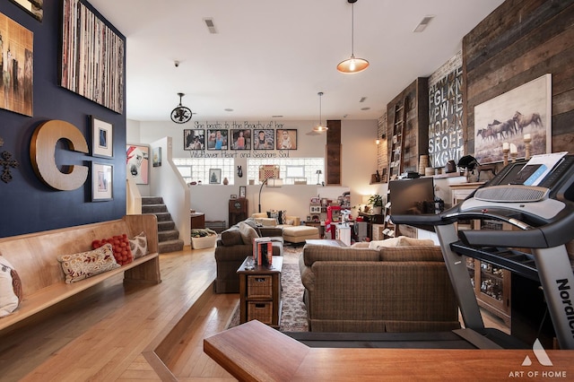 6928 Pershing Rd, Berwyn, IL 60402 - living room with hardwood / wood-style floors and stairs