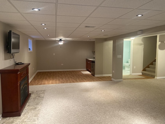 831 Oriole Dr, Peotone, IL 60468 - finished basement featuring carpet, stairway, recessed lighting, wood finished floors, and a drop ceiling