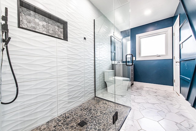1665 Highland Blvd, Hoffman Estates, IL 60169 - full bath featuring a stall shower and marble finish flooring