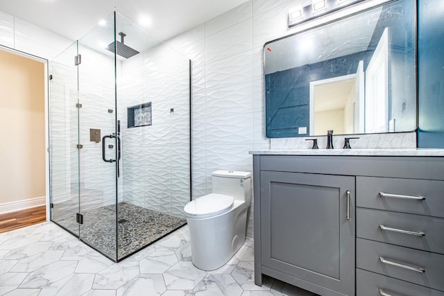 1665 Highland Blvd, Hoffman Estates, IL 60169 - full bathroom with marble finish flooring, vanity, and a shower stall