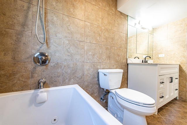 1665 Highland Blvd, Hoffman Estates, IL 60169 - full bathroom with tile walls, a whirlpool tub, and vanity