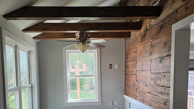 302 Dee Rd, North Aurora, IL 60542 - detailed view of wooden walls and ceiling fan