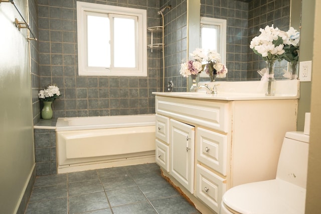 9404 Hamlin Ave, Des Plaines, IL 60016 - full bath with vanity, tile patterned floors, and bathtub / shower combination