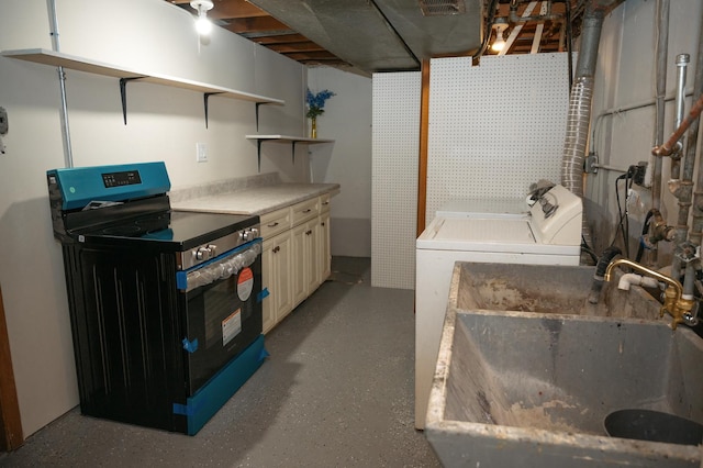9404 Hamlin Ave, Des Plaines, IL 60016 - basement featuring a sink and washing machine and dryer