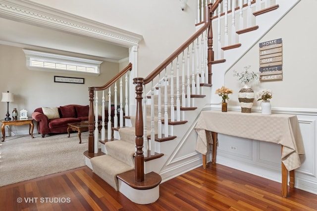 12840 Shenandoah Trl, Plainfield, IL 60585 - stairs with wood finished floors and ornamental molding