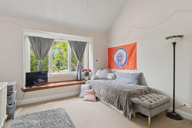 12840 Shenandoah Trl, Plainfield, IL 60585 - carpeted bedroom featuring baseboards and high vaulted ceiling