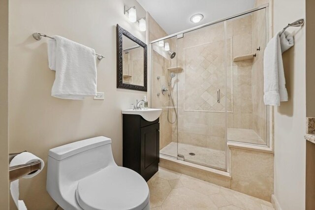 636 N Greenview Ave, Mundelein, IL 60060 - bathroom with vanity, a stall shower, and tile patterned flooring