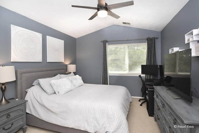1620 Hadley Ct Unit A2, Wheeling, IL 60090 - bedroom with lofted ceiling, light colored carpet, a desk, and ceiling fan