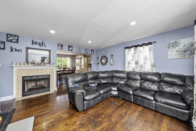 10302 W Palmer Ave, Melrose Park, IL 60164 - living area with wood finished floors, recessed lighting, and a tile fireplace