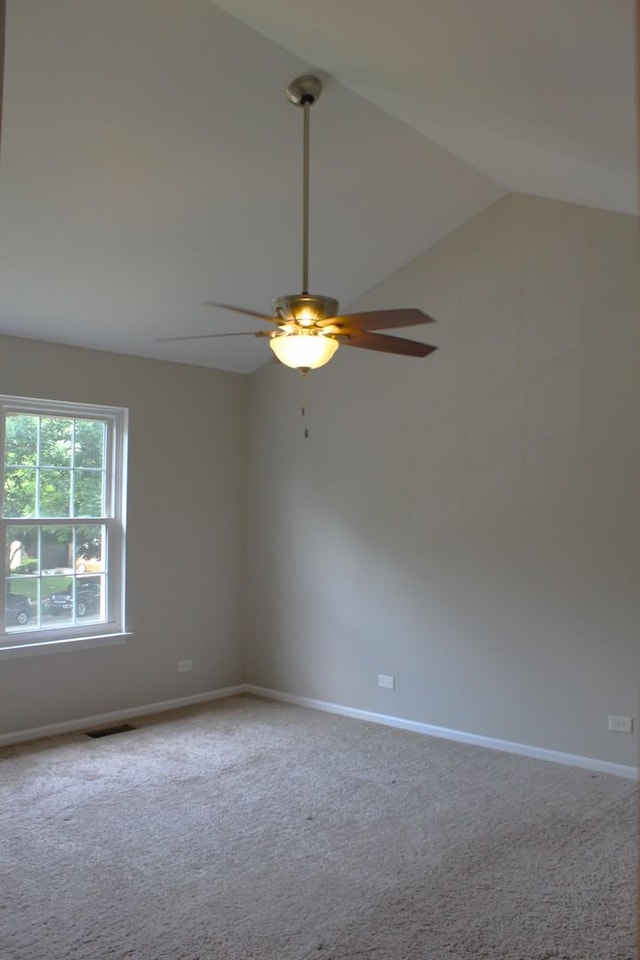 1098 Clover Hill Ln, Elgin, IL 60120 - unfurnished room featuring a ceiling fan, carpet, and lofted ceiling