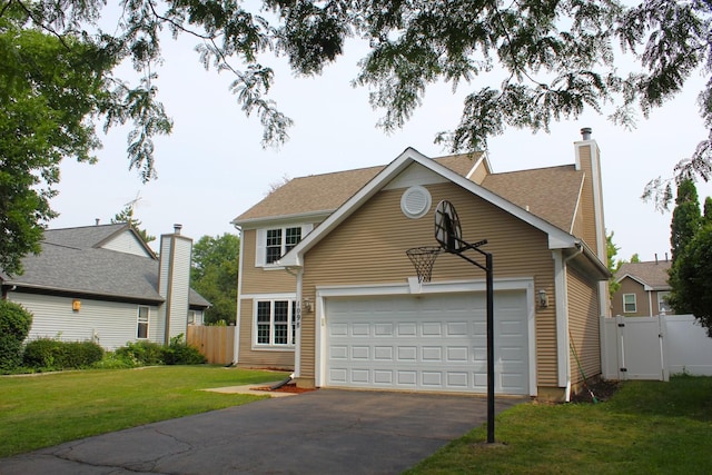 1098 Clover Hill Ln, Elgin, IL 60120 - traditional-style home featuring concrete driveway, a garage, a chimney, and a gate
