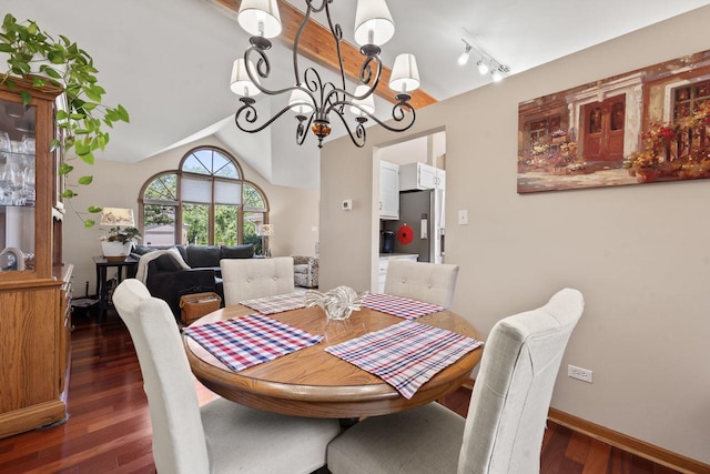 17019 Danielle Ct, Oak Forest, IL 60452 - dining space featuring wood finished floors, a chandelier, and lofted ceiling