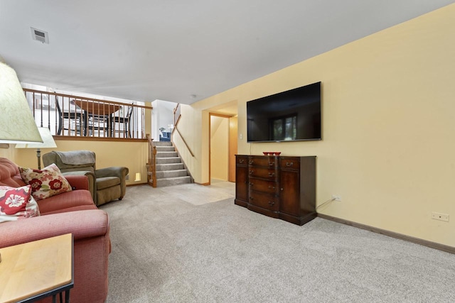 17019 Danielle Ct, Oak Forest, IL 60452 - carpeted living area featuring stairway and baseboards