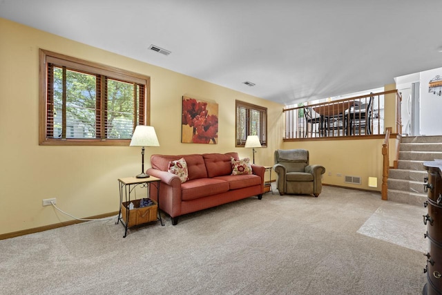 17019 Danielle Ct, Oak Forest, IL 60452 - carpeted living area featuring baseboards and stairs