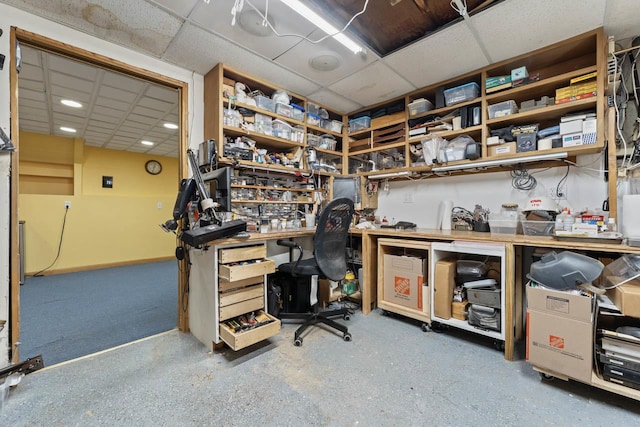 17019 Danielle Ct, Oak Forest, IL 60452 - office with recessed lighting, a workshop area, and a drop ceiling