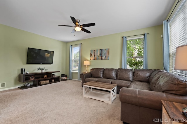 1211 Hall St, Sugar Grove, IL 60554 - carpeted living room featuring healthy amount of natural light and ceiling fan