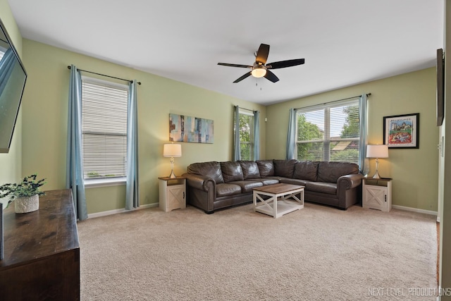 1211 Hall St, Sugar Grove, IL 60554 - living room featuring ceiling fan and light carpet