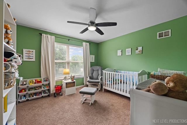 1211 Hall St, Sugar Grove, IL 60554 - bedroom featuring a nursery area, carpet flooring, and ceiling fan