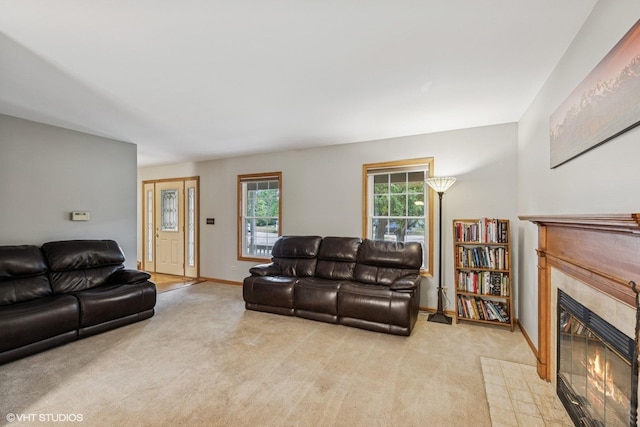 732 Green Castle Ct, West Dundee, IL 60118 - living area with light colored carpet and a tile fireplace