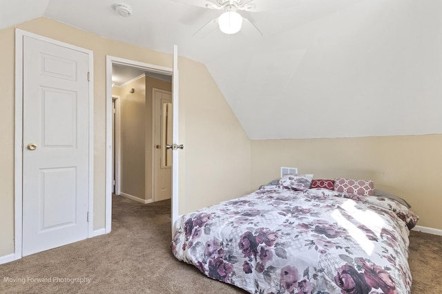 109 Walnut St, Park Forest, IL 60466 - bedroom featuring carpet flooring, lofted ceiling, and a ceiling fan
