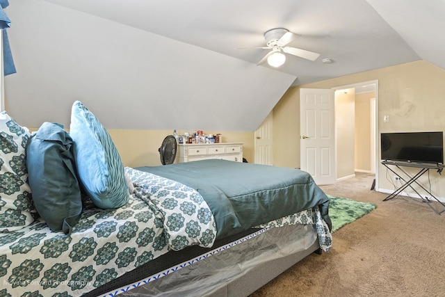 109 Walnut St, Park Forest, IL 60466 - carpeted bedroom with lofted ceiling and ceiling fan