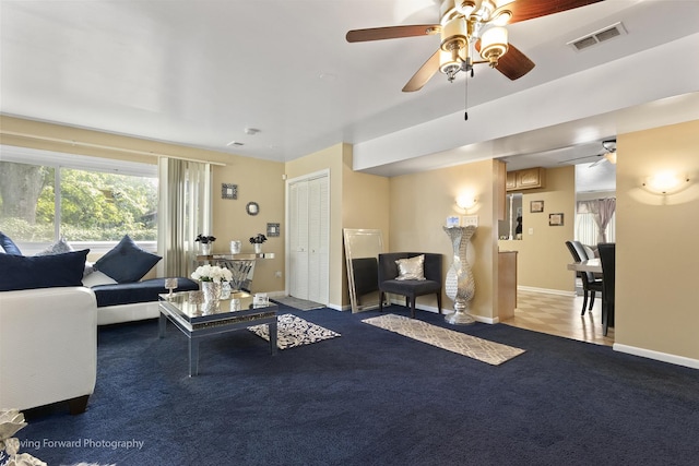 109 Walnut St, Park Forest, IL 60466 - living area with a ceiling fan and baseboards