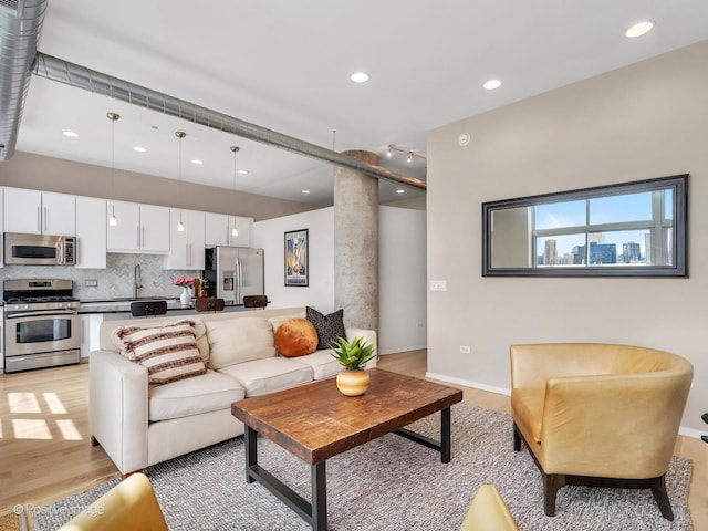 700 N Larrabee St Unit 2008, Chicago, IL 60654 - living room with light wood-style floors and recessed lighting