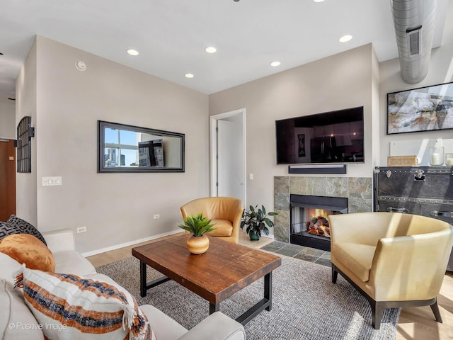 700 N Larrabee St Unit 2008, Chicago, IL 60654 - living room with a fireplace and recessed lighting