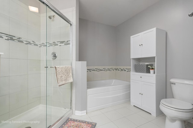 15383 Silver Bell Rd, Orland Park, IL 60462 - bathroom with tile patterned flooring, a garden tub, and a shower stall