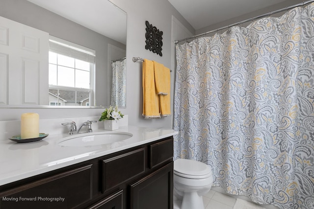 15383 Silver Bell Rd, Orland Park, IL 60462 - bathroom featuring vanity, tile patterned floors, and curtained shower