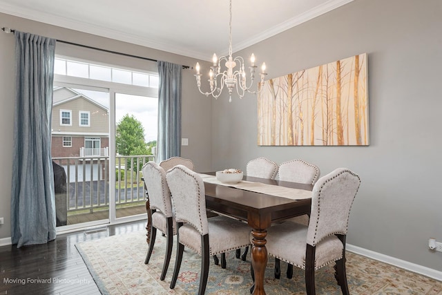 15383 Silver Bell Rd, Orland Park, IL 60462 - dining space with a chandelier, plenty of natural light, ornamental molding, and wood finished floors