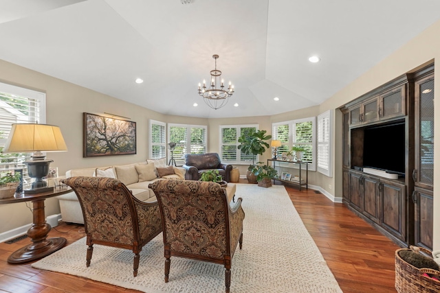 1563 Abbotsford Dr, Naperville, IL 60563 - living area featuring wood-type flooring, recessed lighting, and a chandelier