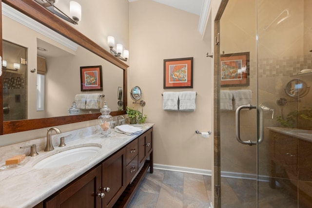 1563 Abbotsford Dr, Naperville, IL 60563 - bathroom with double vanity and a shower stall
