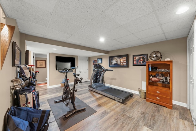 1563 Abbotsford Dr, Naperville, IL 60563 - workout area featuring wood finished floors, a drop ceiling, and recessed lighting