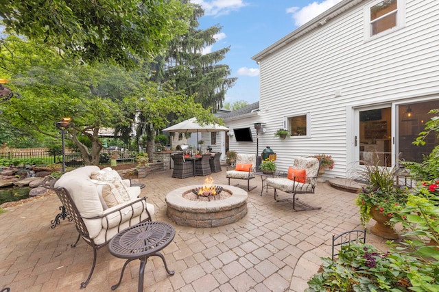 1563 Abbotsford Dr, Naperville, IL 60563 - view of patio / terrace with an outdoor living space with a fire pit