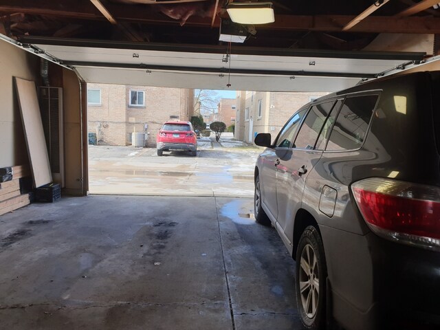 garage with a garage door opener