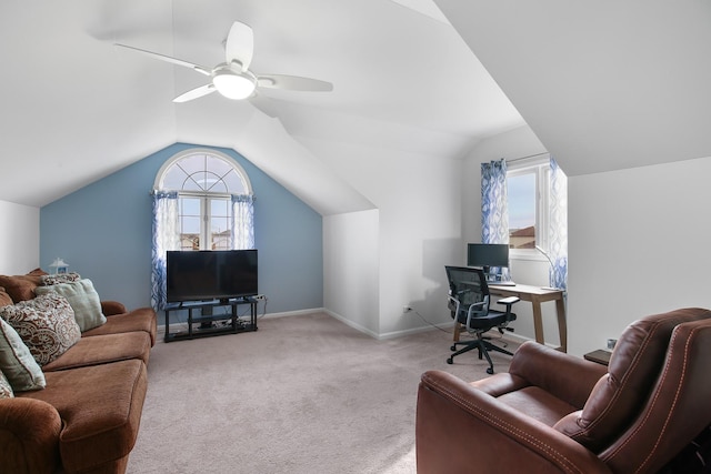 21222 Vivienne Dr, Matteson, IL 60443 - carpeted office space with healthy amount of natural light, vaulted ceiling, and ceiling fan