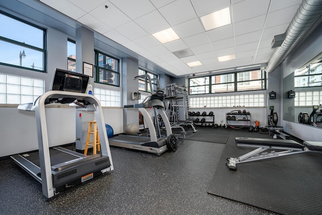 1801 S Michigan Ave Unit 507, Chicago, IL 60616 - workout area featuring a paneled ceiling
