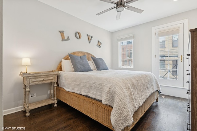 369 W Superior St Unit A, Chicago, IL 60654 - bedroom with dark wood-style flooring and a ceiling fan