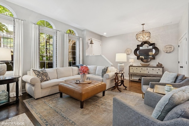 369 W Superior St Unit A, Chicago, IL 60654 - living area featuring wood finished floors, a chandelier, and recessed lighting